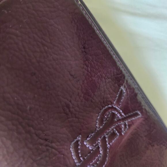 Vintage Saint Lauren Paris Zip Long Wallet Patent Leather Purple - Picture 7 of 11